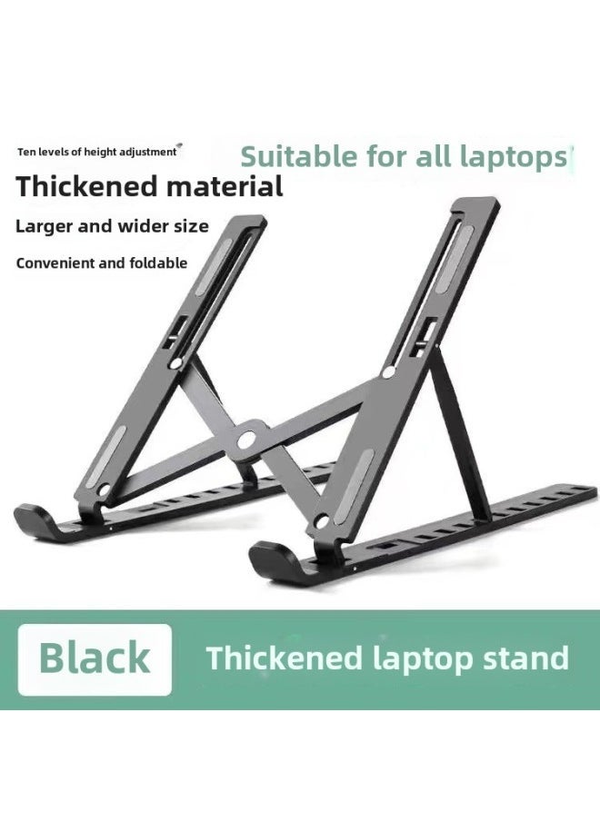 Laptop N3 Folding Computer Bracket Height Increasing Cooling Rack Game Book Universal Stable Rack Portable Applicable-Color:Black Large Ten-Gear Compatible 】 - Image 1