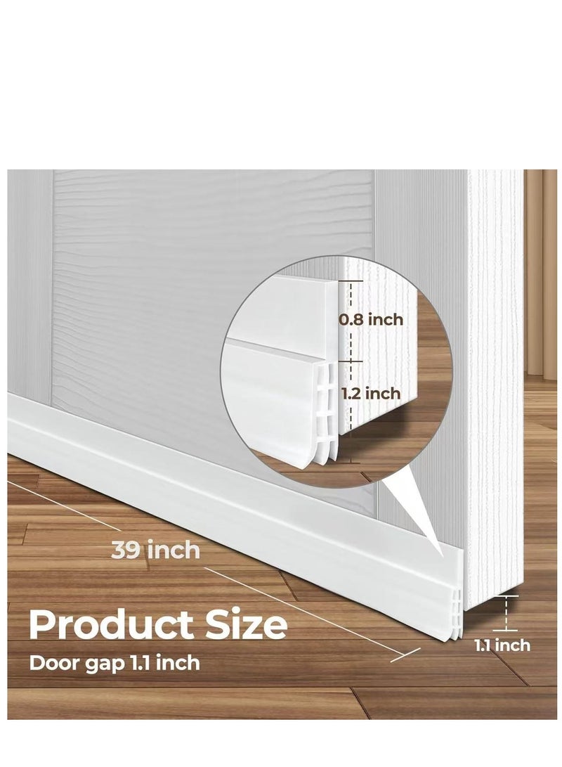 Door Draft Stopper Weather Stripping: Under Door Bottom Seal Strip Sweep Blocker Gap Filler Flexible Noise Insulation Draft Guard for Garage Winter Cold Air Exterior Interior Door 39" L x 2" W