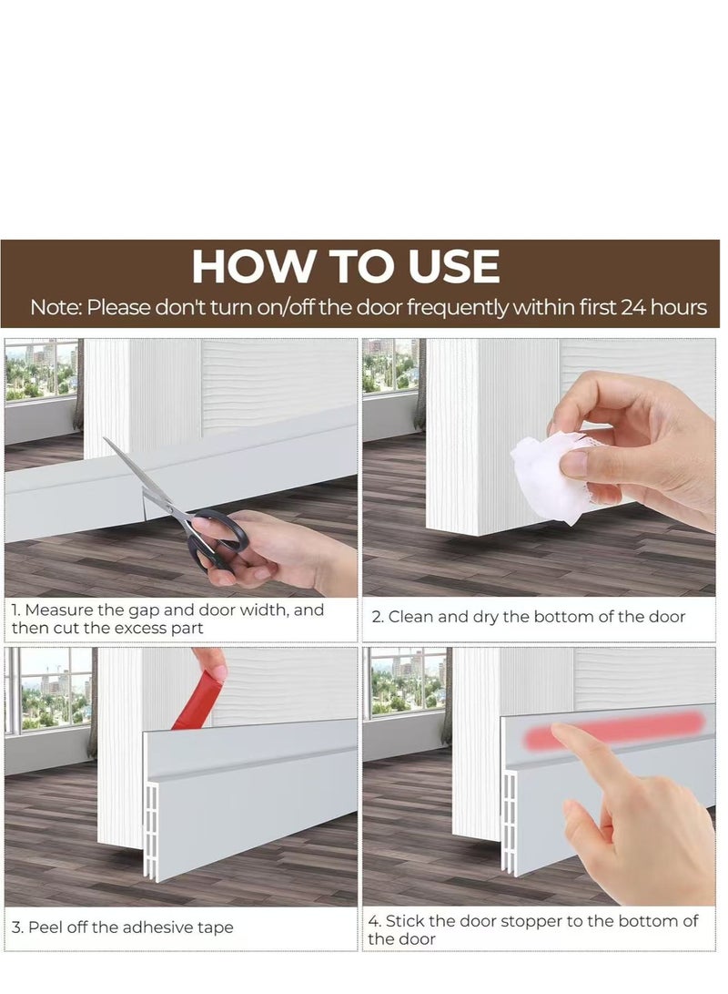 Door Draft Stopper Weather Stripping: Under Door Bottom Seal Strip Sweep Blocker Gap Filler Flexible Noise Insulation Draft Guard for Garage Winter Cold Air Exterior Interior Door 39" L x 2" W