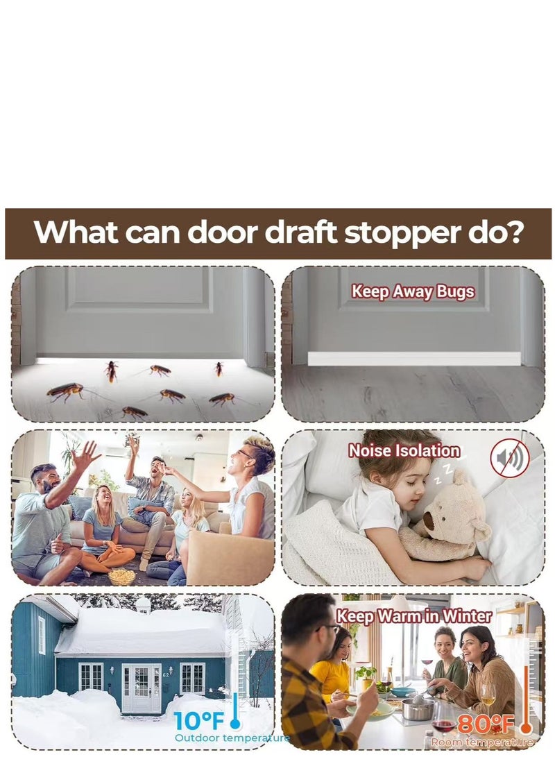 Door Draft Stopper Weather Stripping: Under Door Bottom Seal Strip Sweep Blocker Gap Filler Flexible Noise Insulation Draft Guard for Garage Winter Cold Air Exterior Interior Door 39" L x 2" W