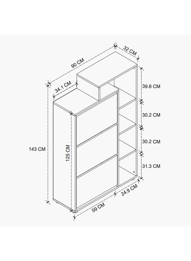 Home Box Modulix Fargo 3-Door Shoe Cabinet - Image 5