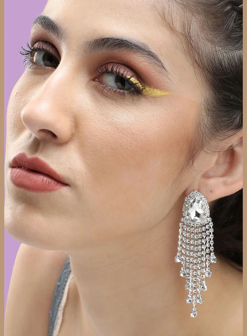 SOHI Silver Plated Party Designer Stone Drop Earring For Women