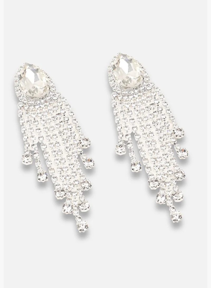 SOHI Silver Plated Party Designer Stone Drop Earring For Women