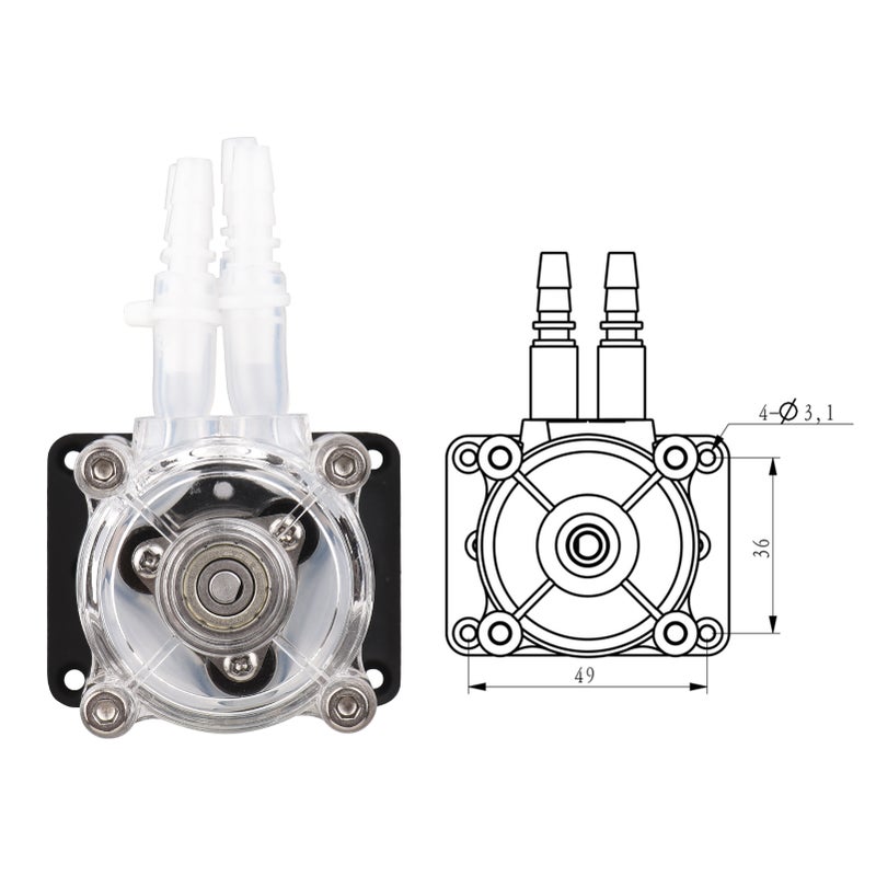 Peristaltic Pump 12V High Flow 500mm/min - Durable PC Nylon Construction Vacuum Pump for Lab Medical Biochemical Food Home Use - Image 5