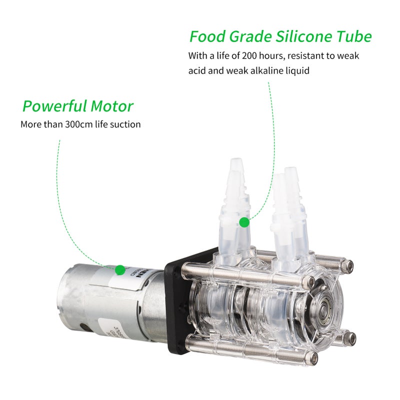 Peristaltic Pump 12V High Flow 500mm/min - Durable PC Nylon Construction Vacuum Pump for Lab Medical Biochemical Food Home Use - Image 4
