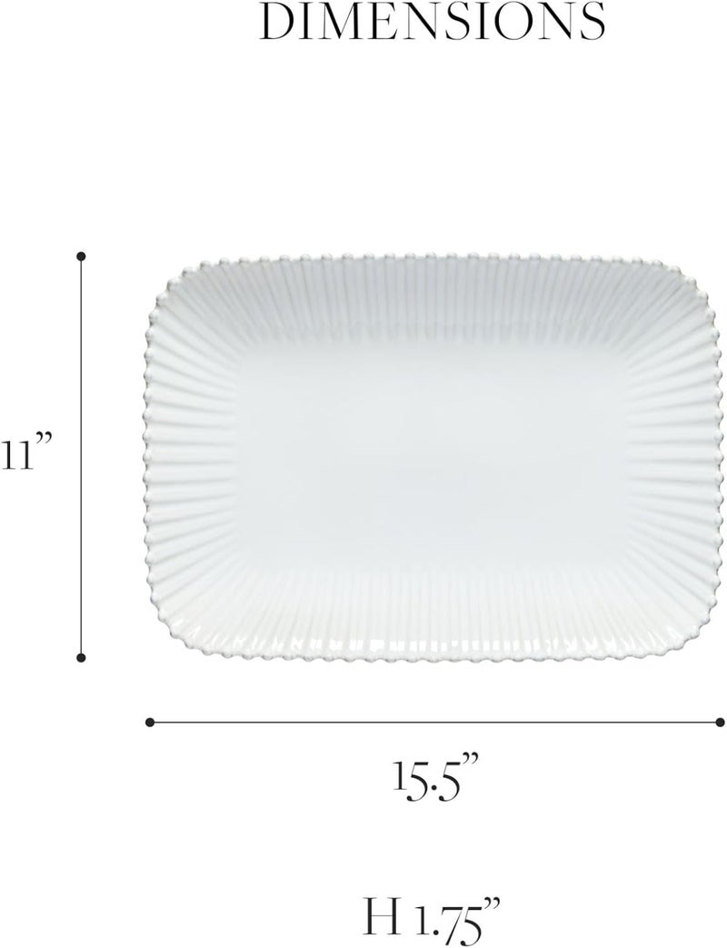 Costa Nova Ceramic Stoneware 16 Rectangular Platter  Pearl Collection White  Microwave Dishwasher Oven  Freezer Safe Dinnerware  Food Safe Glazing  Restaurant Quality Serveware - Image 2