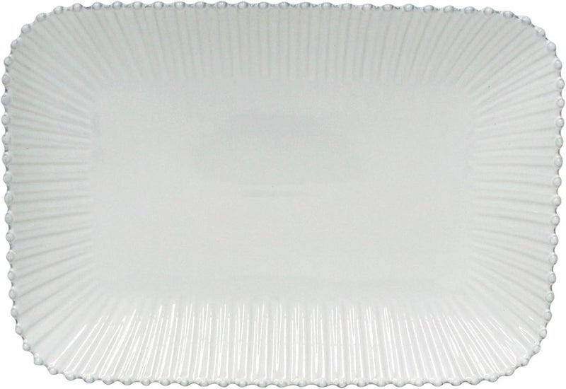 Costa Nova Ceramic Stoneware 16 Rectangular Platter  Pearl Collection White  Microwave Dishwasher Oven  Freezer Safe Dinnerware  Food Safe Glazing  Restaurant Quality Serveware - Image 1