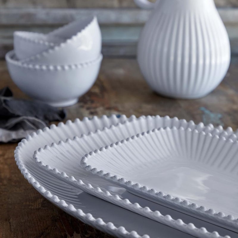 Costa Nova Ceramic Stoneware 16 Rectangular Platter  Pearl Collection White  Microwave Dishwasher Oven  Freezer Safe Dinnerware  Food Safe Glazing  Restaurant Quality Serveware - Image 4