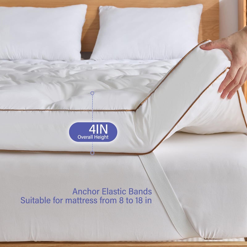WhatsBedding 4 Inch Memory Foam Mattress Topper King for Back Pain Relief, Filled with Breathable Gel Memory Foam, Fluffy Comfort Supportive Pillow Top Mattress Topper, 80x78x4in - Image 3