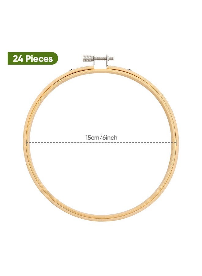 Caydo Caydo 24 Pieces 6 Inch Embroidery Hoops Bulk, Cross Stitch Hoop Ring for Needlework Art Craft and Wall Decoration - Image 2