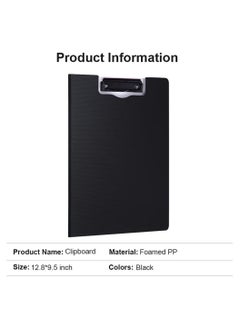 Y&D Clipboard, Classic Clipboards Plastic Clip Board A4 Folding Document Folder For Office Nursing Teacher Student Stationery Test, Size 9 x 12.5 Inch With Low Profile Metal (Black)  - Image 3