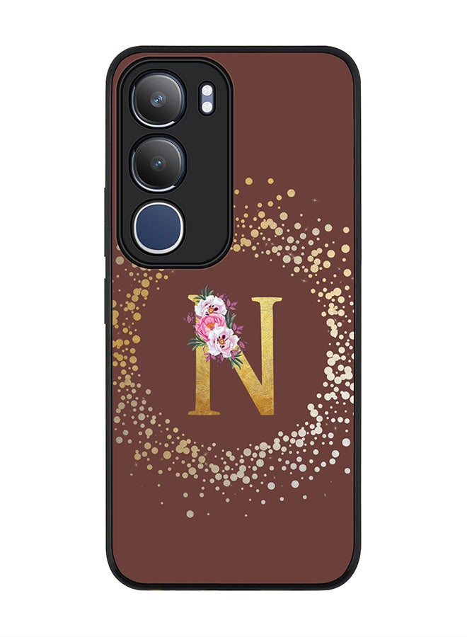 Stylizedd For vivo Y19s / Y19s Pro Case,Slim fit Camera Protection, Shockproof Thin Phone cover  - Custom Monogram Floral - N  (Brown )