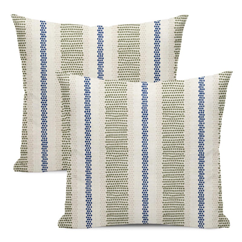 GOLIANDA Sage Green Blue Pillow Covers 18x18 Set of 2 Boho Abstract Throw Pillow Covers Outdoor Decorations Modern Minimalism Decorative Pillowcase Farmhouse Linen Cushion Case for Sofa Couch - Image 1