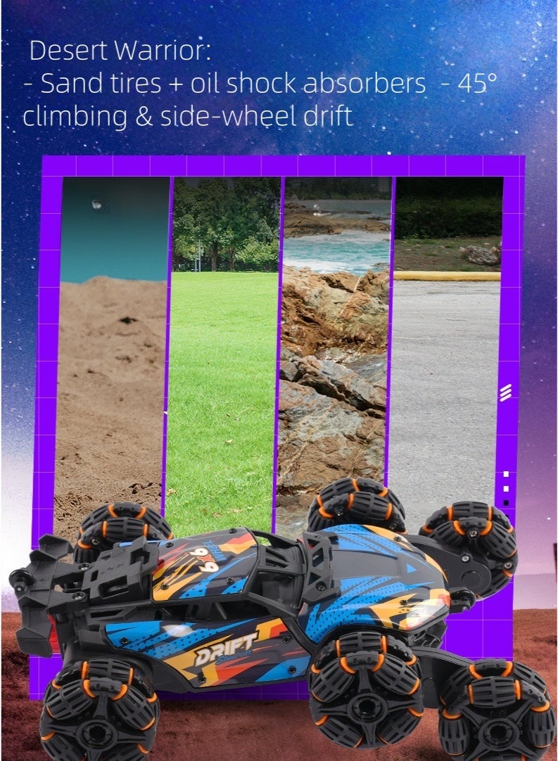 Noor&Star 【2025 Competition Edition】Alloy Six-Wheel Swing-Arm Stunt Car丨6WD Remote Control丨50m Ultra-Range Control丨360° Drift + Climb + Transforming Dump丨1:12 Anti-Collision Design, Extended Endurance  - Image 4