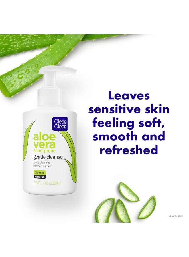 Clean & Clear Aloe Vera Gentle Facial Cleanser for Acne-Prone & Sensitive Skin, Oil-Free Daily Face Wash with Aloe Vera, Vegan, No Animal Testing, Paraben-, Soap- & Dye-Free, 7.5 fl. oz - Image 4