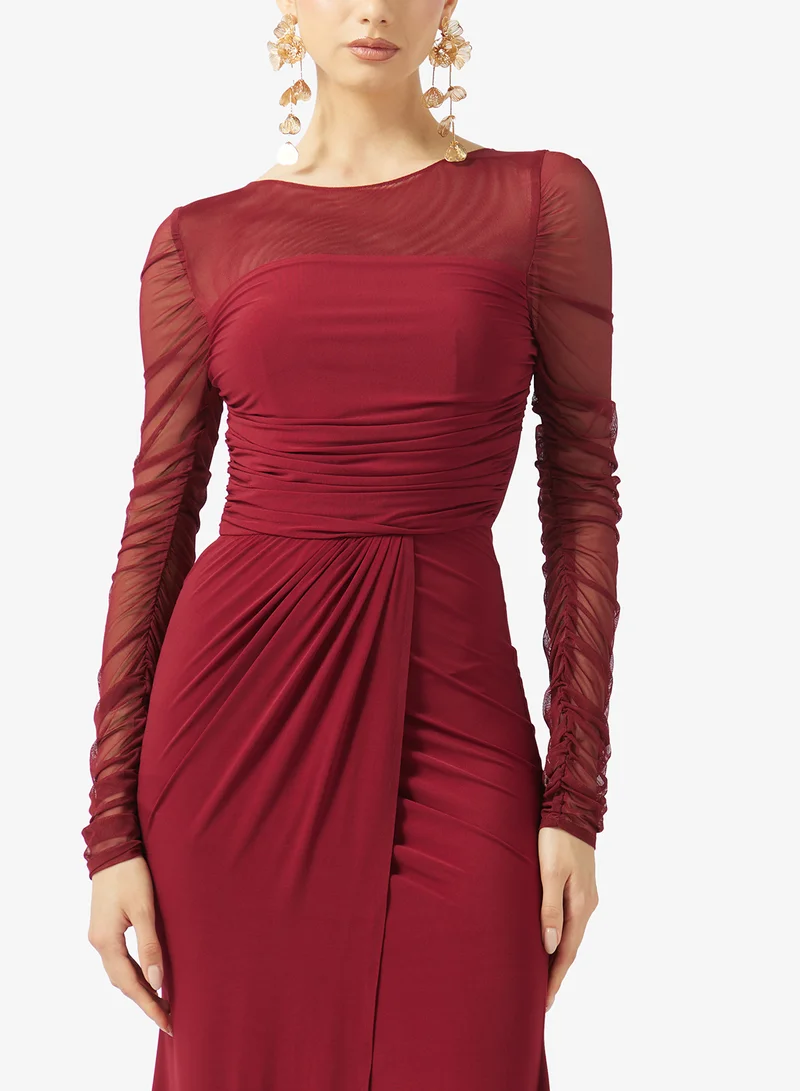 Rene  boat neck side slit maxi dress for Women | Best Price UAE