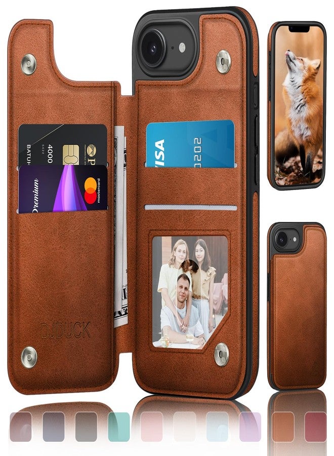 DJDUCK Designed for iPhone 16E Case Wallet with Card Holder, [Magnetic Clasp Cover] [RFID Blocking Leather Protection] Shockproof Women Men Cases 6.1" for Apple 16E Light Brown - Image 1