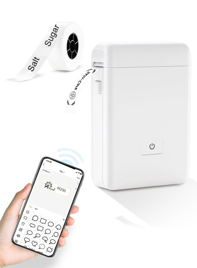 Wireless Label Printer, Inkless Thermal Maker with 1 Roll 15*30mm White Tape, Smart and Portable - Image 1
