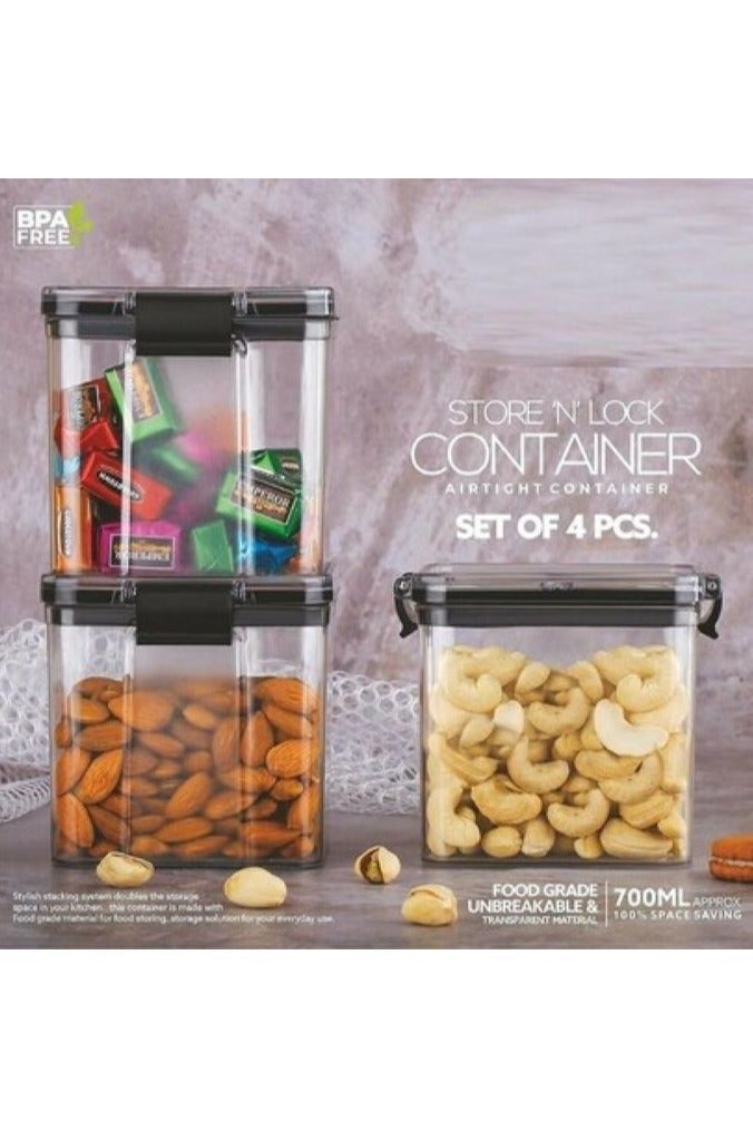 ANKUR Store 'N' Lock 4-Pieces Food Storage Container Set – 700ml approx Each – BPA-Free Plastic, Airtight Locking Lids, Microwave & Freezer Safe – Stackable & Reusable Kitchen Organizer Boxes - Image 3