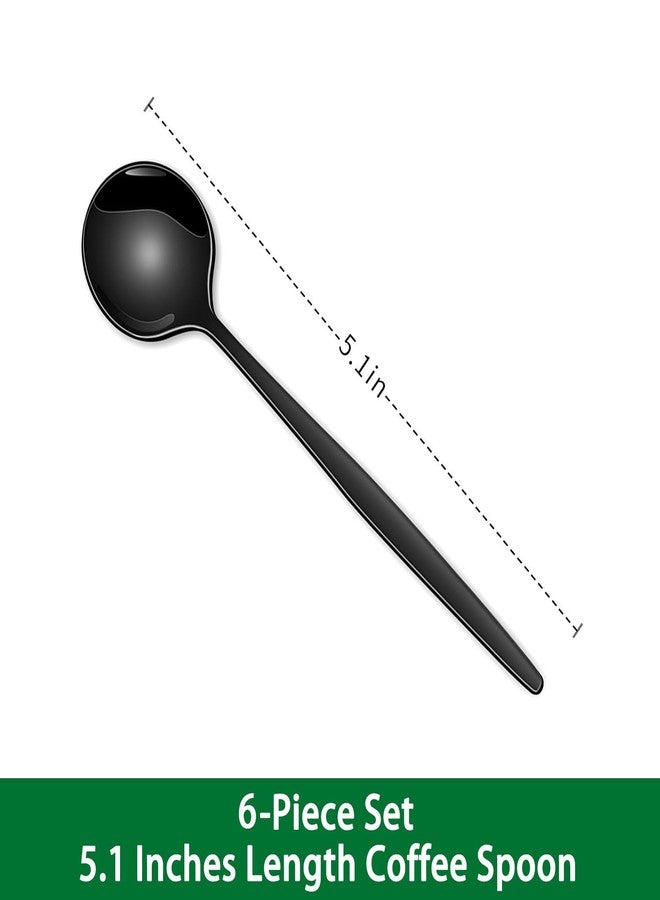 Dehov 5.1 Inch Coffee & Tea Spoons,6-Piece Black Stainless Steel Dessert Spoons For Cafe,Black Espresso Spoon,Cute Small Demitasse Spoon - Image 2
