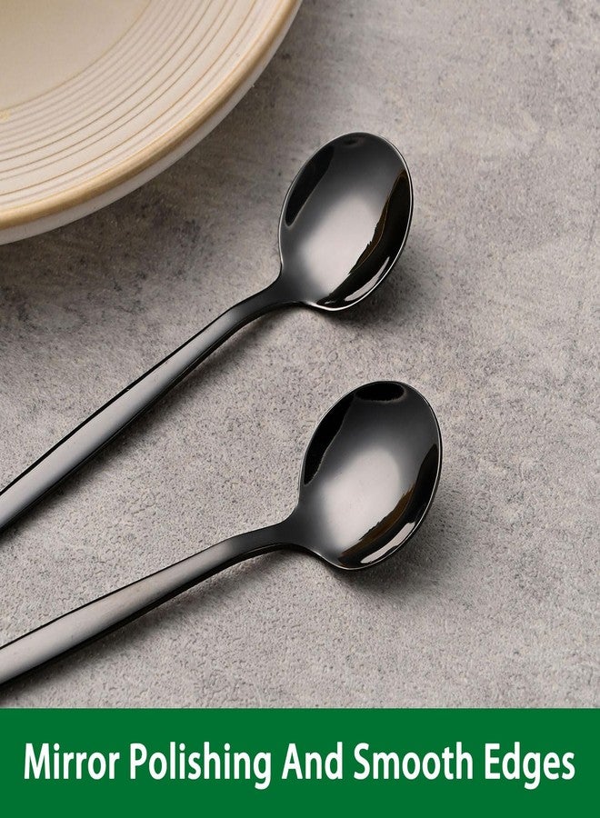 Dehov 5.1 Inch Coffee & Tea Spoons,6-Piece Black Stainless Steel Dessert Spoons For Cafe,Black Espresso Spoon,Cute Small Demitasse Spoon - Image 4