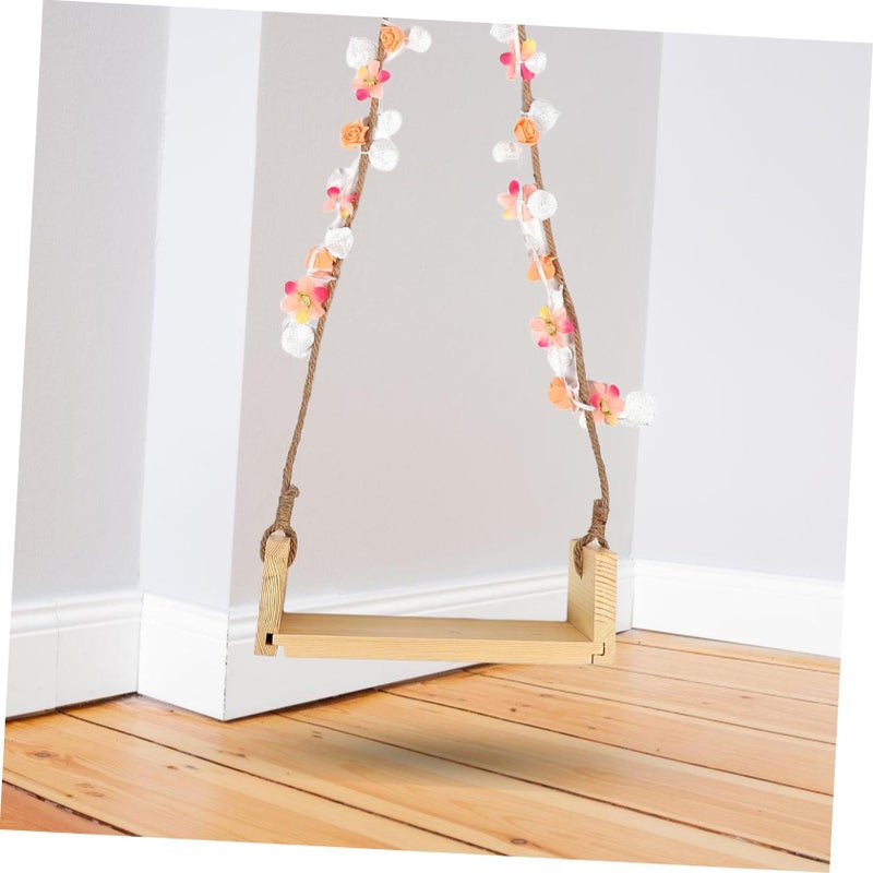 Wooden Swing Frame Photography Prop For Newborns Handmade Wood Vintage Floral Design Boys Girls Room Decor Photoshoot - Image 5