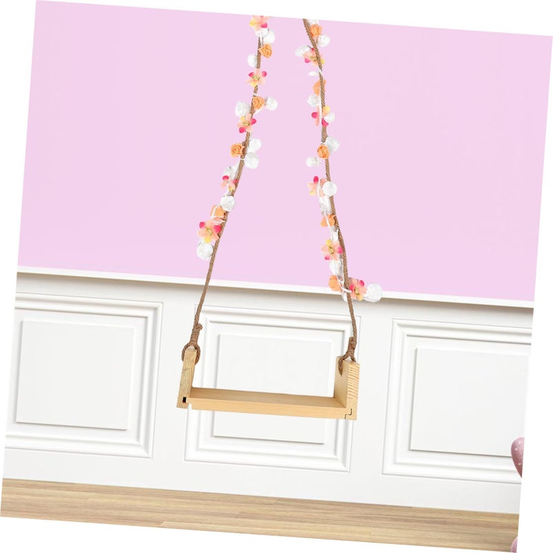 Wooden Swing Frame Photography Prop For Newborns Handmade Wood Vintage Floral Design Boys Girls Room Decor Photoshoot - Image 4
