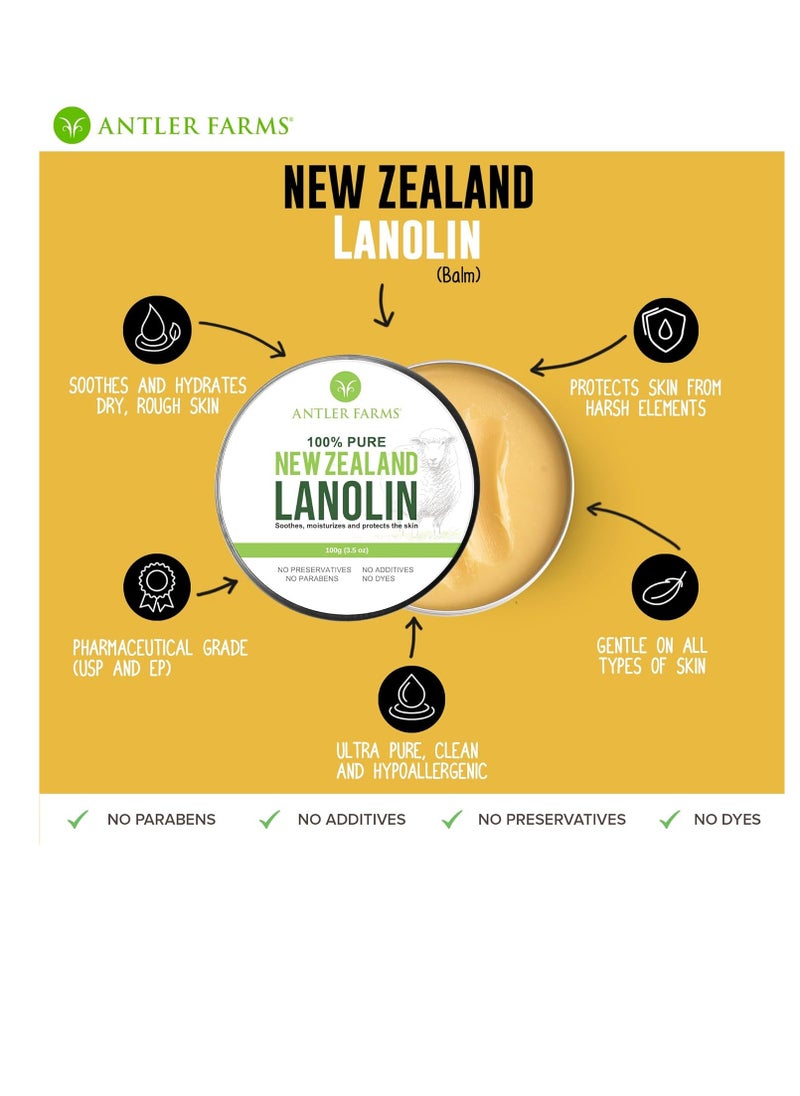 Antler Farms - Antler Farms - 100% Pure New Zealand Lanolin, 100g, Skin Moisturizer and Protectant, Refined USP Grade Balm - Image 1