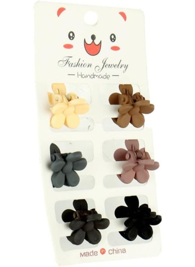 Plastic flower-shaped hair clips for women, 6 pieces - multi-colored - Image 3