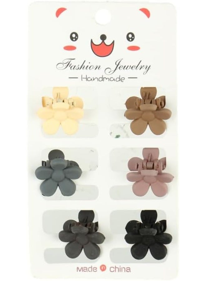 Plastic flower-shaped hair clips for women, 6 pieces - multi-colored - Image 2