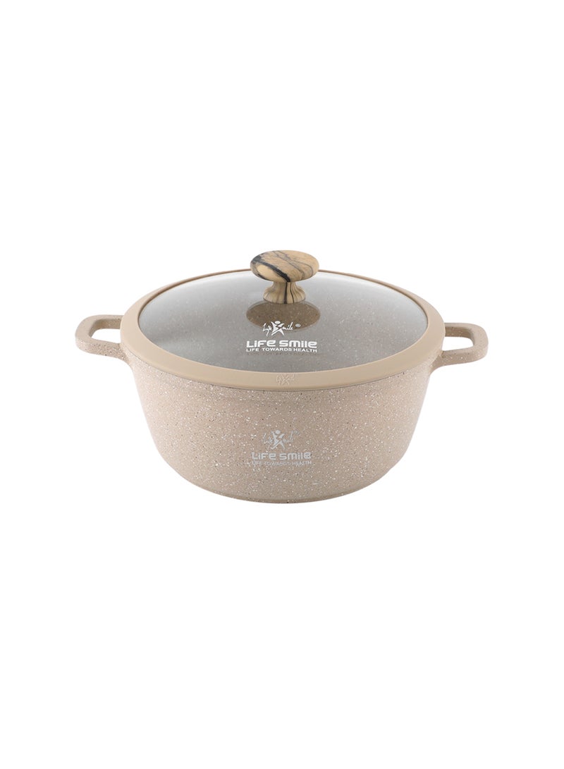 Life Smile Lifesmile 28cm Aluminium Granite Nonstick Soup Pot with Lid – Induction Base, Easy Clean, 6.0L - Image 1
