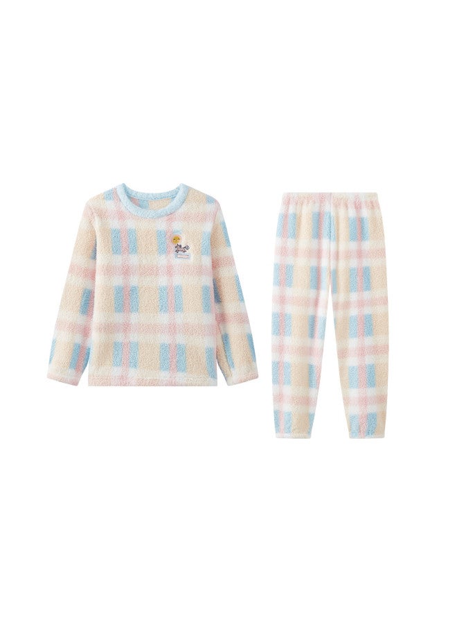 Deesha Children's Half-velvet Pajamas Baby Fleece Homewear Set Girls Pullover Wearable Coral Fleece Autumn Winter