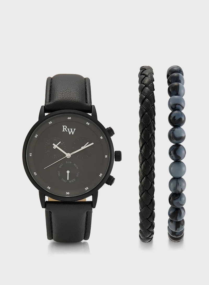 Robert Wood Watch And Bracelet Gift Set
