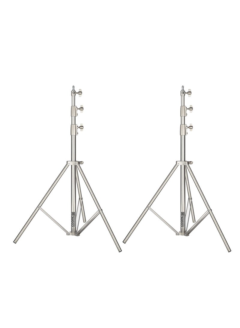 Coopic COOPIC L-280M Stainless Steel Light Stand 110inch/280cm Heavy Duty with 1/4-inch to 3/8-inch Universal Adapter for Studio Softbox, Monolight and Other Photographic Equipment (2 PACK) - Image 1
