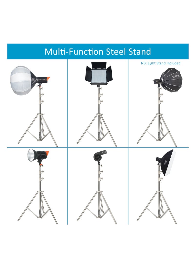 Coopic COOPIC L-280M Stainless Steel Light Stand 110inch/280cm Heavy Duty with 1/4-inch to 3/8-inch Universal Adapter for Studio Softbox, Monolight and Other Photographic Equipment (2 PACK) - Image 5