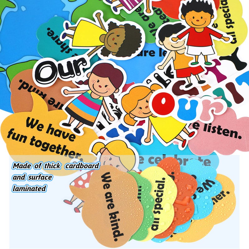 Eersida مجموعة تزيين لوحة الإعلانات 31 قطعة زينة الفصول الدراسية حدود متنوعة قصاصات للحفلات المدرسة الطلاب المعلم (قوتنا في تنوعنا) - Image 4