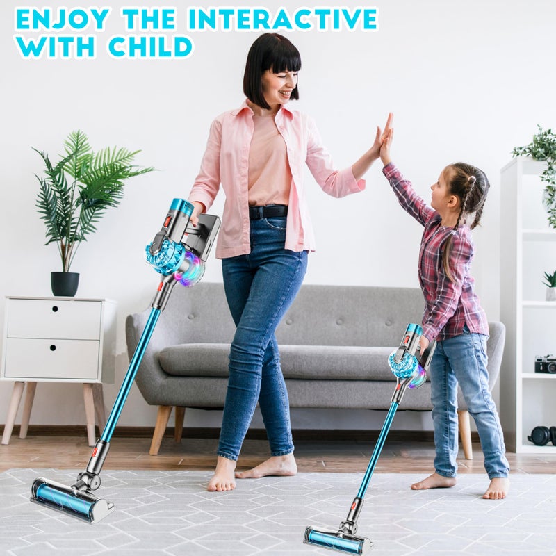 BLAXTEM 4-in-1 Kids Toy Vacuum That Works, Toddler Pretend Play Cleaning Set with Real Suction, Toys Working Cleaner Birthday Idea for 3 4 5 6 7+ Year Girl Boy (Blue) - Image 5