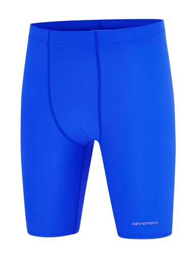 DEVOROPA Boys' Swim Jammers Youth Competitive Swim Team Suit Quick Dry Athletic Swimming Shorts UPF 50+ Blue S - Image 1