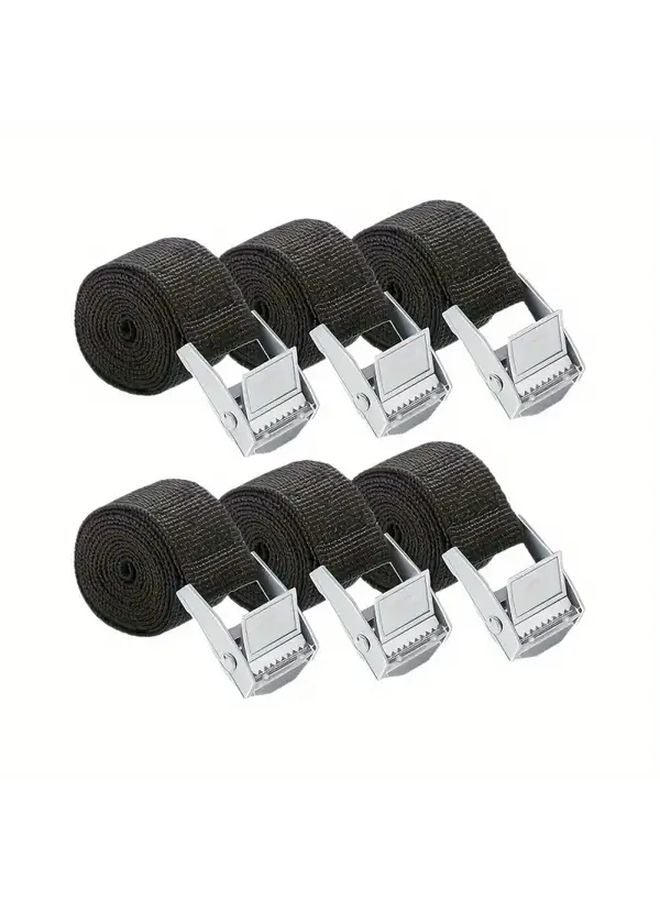 6pcs Heavy Duty Ratchet Straps With Metal Buckles Quick Release Cam Lock Cargo Tie Down - Image 2