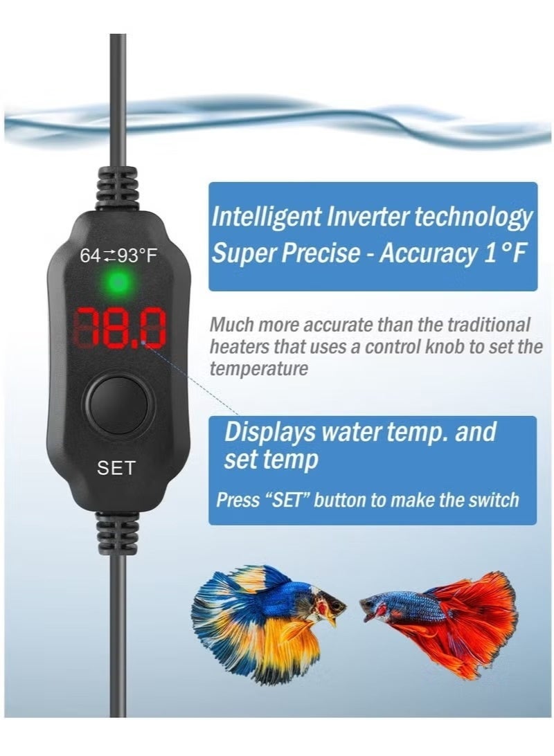 دي إم جي تك قابل للتعديل 10W سخان بيتا ، صغير سخان خزان السمك الغامرس مع جهاز ترموستات الشاشة الرقمية ، مدعوم بواسطة USB ، لحوضات السمك تصل إلى 1 غالون - Image 4
