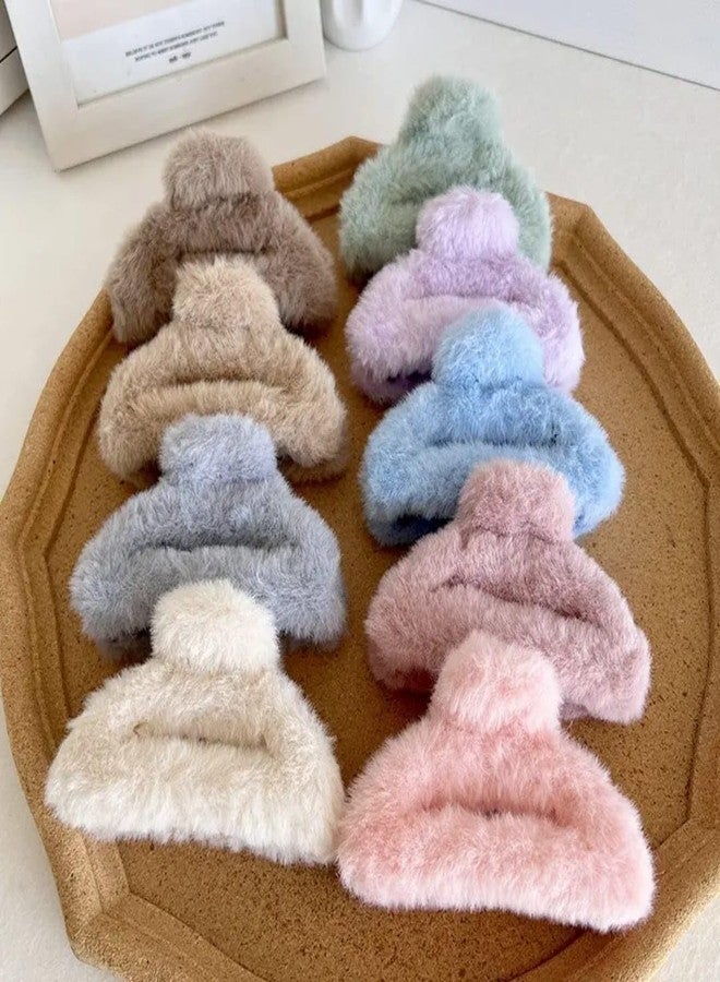 RHOSYN HAIR ACCESSORIES Fur Hair Claw Clip Faux Furry Clips Elegant D- Shape Fluffy Hair Holder Furry Clutchers For Women Girls Hair Barrettes Jaw Clamp Juda Accessories Cpy(Pack-4 Any Colors) - Image 1