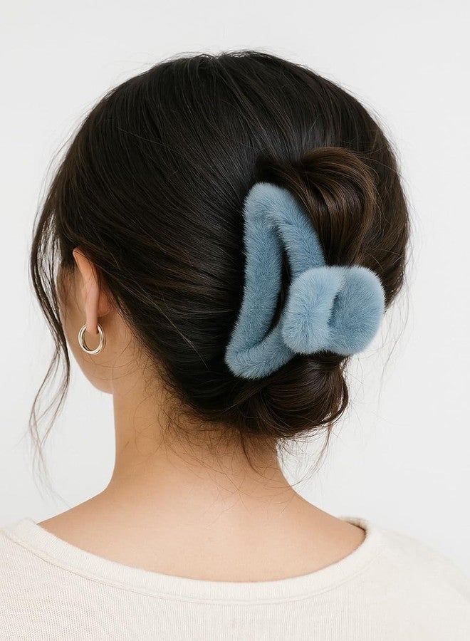 RHOSYN HAIR ACCESSORIES Fur Hair Claw Clip Faux Furry Clips Elegant D- Shape Fluffy Hair Holder Furry Clutchers For Women Girls Hair Barrettes Jaw Clamp Juda Accessories Cpy(Pack-4 Any Colors) - Image 4