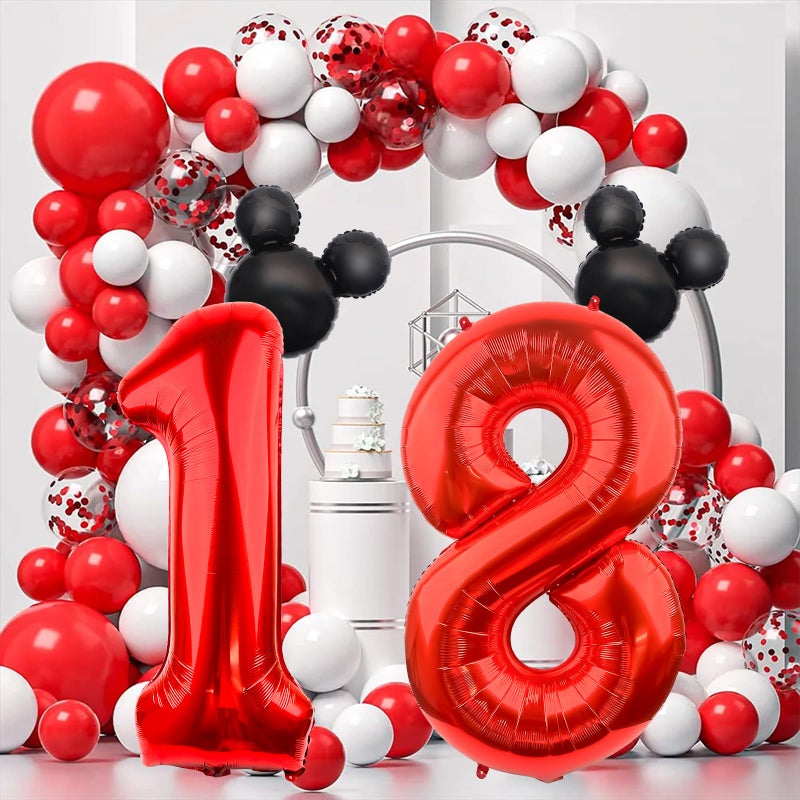 LEBERY 40 Inch Mouse Number 1 Balloon Black Red 1 Balloons for 1st Birthday, Mini Mouse Head Balloon Red Giant Number One Balloons for Mouse Clubhouse Baby Shower Anniversary Supplies Decorations - Image 3