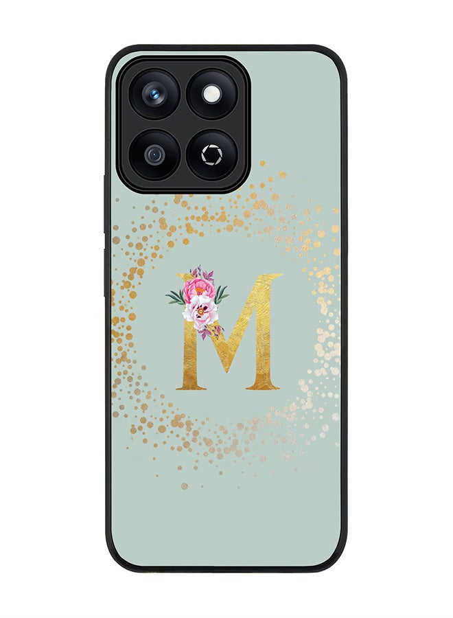Stylizedd For Honor X7c 4G Case,Slim fit Camera Protection, Shockproof Thin Phone cover  - Custom Monogram Floral - M  (Light Grey ) - Image 1