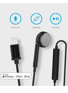 Powerology Mono Earphone with MFi Lightning Connector for Lightning Devices / Multi-Media Keys / Volume Control- Black  - Image 2