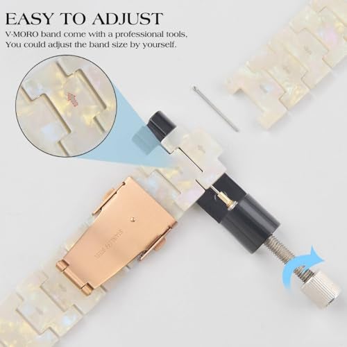 V-MORO Compatible with Resin Apple Watch Bands Series 11/10/9/8/7 46mm 45mm 44mm 42mm,Fashion Lightweight Resin Bracelet Wristband with Metal Buckle for iWatch Ultra 49mm Series 6/5/4/3/2/1/SE - Image 4