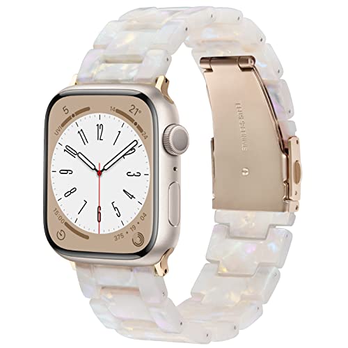 V-MORO Compatible with Resin Apple Watch Bands Series 11/10/9/8/7 46mm 45mm 44mm 42mm,Fashion Lightweight Resin Bracelet Wristband with Metal Buckle for iWatch Ultra 49mm Series 6/5/4/3/2/1/SE - Image 1