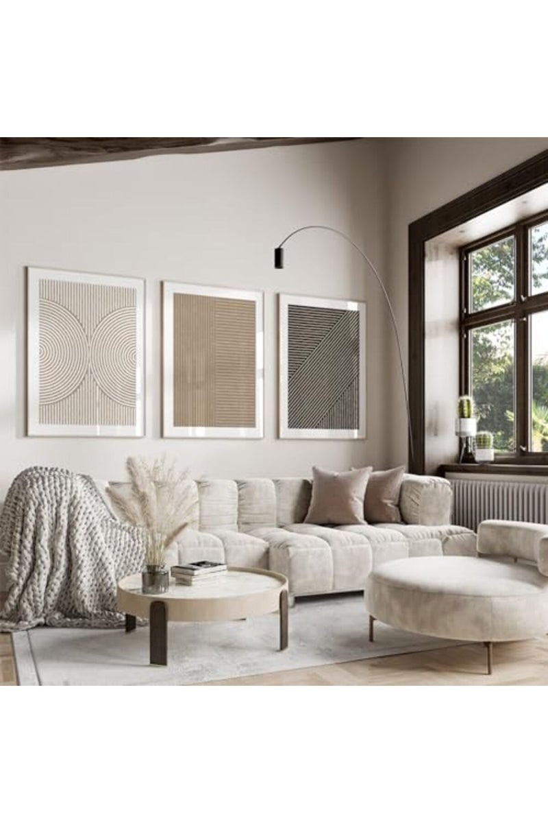 Youillne Boho Modern Wall Art Pictures Neutral Abstract Canvas Wall Decor Minimalist Line Wall Art Beige Brown Black Poster Mid Century Painting Artwork for Living Room Bedroom 12x16 Inch Unframed Set of 3 - Image 3