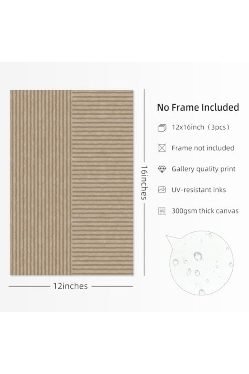 Youillne Boho Modern Wall Art Pictures Neutral Abstract Canvas Wall Decor Minimalist Line Wall Art Beige Brown Black Poster Mid Century Painting Artwork for Living Room Bedroom 12x16 Inch Unframed Set of 3 - Image 2