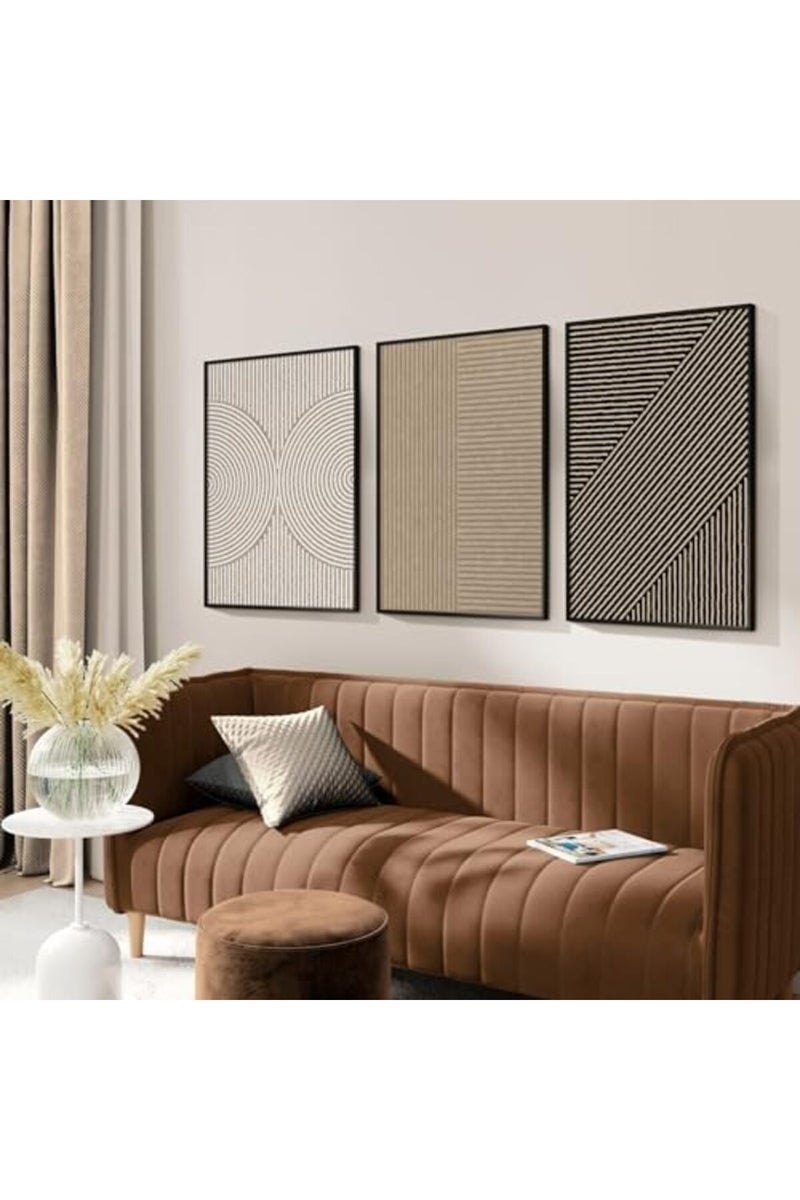 Youillne Boho Modern Wall Art Pictures Neutral Abstract Canvas Wall Decor Minimalist Line Wall Art Beige Brown Black Poster Mid Century Painting Artwork for Living Room Bedroom 12x16 Inch Unframed Set of 3 - Image 5
